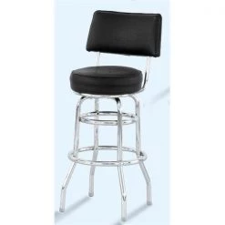 Alston Quality 4210-30-BLK Padded Back Double Ring Bar Stool Black