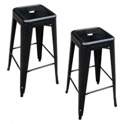 Buffalo Corp Buffalo Tools BS030B2PK AmeriHome Loft Black Metal Bar Stool - 2 Piece