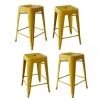 Highkey Loft Gold 24 in. Metal Bar Stool; 4 Piece