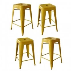 Highkey Loft Gold 24 in. Metal Bar Stool; 4 Piece