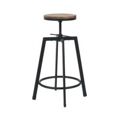 Max MSW-100-SWIVEL-STOOL Vintage Industrial Stackable Swivel Backless Barstool with Wood Seat - Set of 2