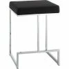 Carolina Chair & Table Carolina Chair 1718-BLKCHR 24 in. Kafka Counter Stool; Black Suede & Chrome