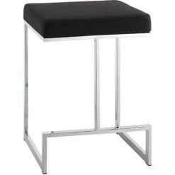 Carolina Chair & Table Carolina Chair 1718-BLKCHR 24 in. Kafka Counter Stool; Black Suede & Chrome