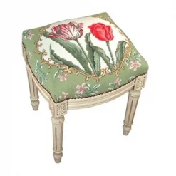 123 Creations C228WFS Tulip Needlepoint Stool