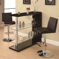 Coaster 100165 Bar Units and Bar Tables Rectangular Bar Unit with 2 Shelves and Wine Holder