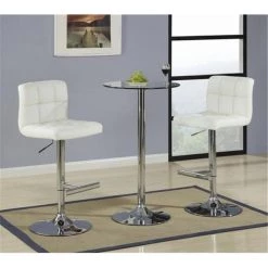 Coaster 120356 Bar Units and Bar Tables Contemporary Adjustable Cream Stool with Padded Straight Line Back - Pack of 2