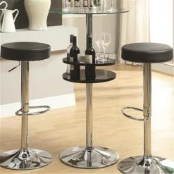 Coaster 120715 Bar Units and Bar Tables Black Bar Table with Tempered Glass Top and Storage