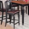 East West Furniture East West CC-BLK-LC Chelsea Stools with FAUX LEATHER upholstered seat; 24 in. seat height; Black & Cherry - Pack of 2