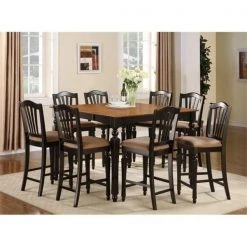 East West Furniture CHEL7-BLK-C Chelsea 7PC Set with Gathering 54 in. square counter height table and 6 Faux Leather upholstered seat stools