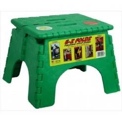 B&R PLASTICS 1016G Ez Foldz Step Stool; Green