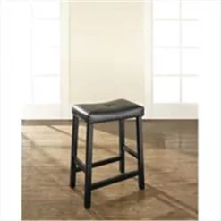 Modern Marketing Crosley Furniture CF500224-BK Upholstered Saddle Seat Bar Stool in Black Finish with 24 Inch Seat Height.