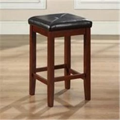 Geared2Golf Crosley Furniture Upholstered Square Seat Bar Stool in Vintage Mahogany Finish with 24 Inch Seat Height.