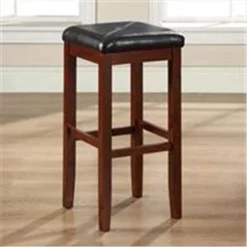Modern Marketing Crosley Furniture CF500529-MA Upholstered Square Seat Bar Stool in Vintage Mahogany Finish with 29 Inch Seat Height.