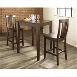 Modern Marketing Crosley Furniture KD320007MA 3 Piece Pub Dining Set with Tapered Leg and School House Stools in Vintage Mahogany Finish