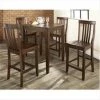 Modern Marketing Crosley Furniture KD520007MA 5 Piece Pub Dining Set with Tapered Leg and School House Stools in Vintage Mahogany Finish