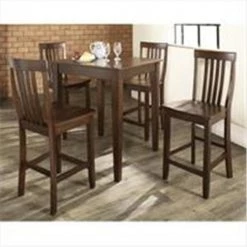Modern Marketing Crosley Furniture KD520007MA 5 Piece Pub Dining Set with Tapered Leg and School House Stools in Vintage Mahogany Finish
