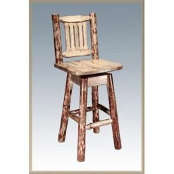 Montana Woodworks MWGCBSWSNR Glacier Country Barstool with Back & Swivel