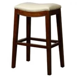New Pacific Direct 358631B-3050 Elmo Bonded Leather Bar Stool; Ivory