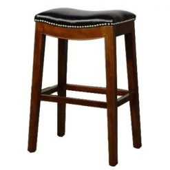 New Pacific Direct 358631B-23 Elmo Bonded Leather Bar Stool; Black