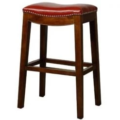 New Pacific Direct 358625B-67 Elmo Bonded Leather Counter Stool; Red