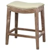 New Pacific Direct 198625B-2050 Elmo Bonded Leather Counter Stool Mystique Gray Frame; Beige