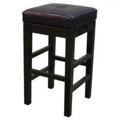 New Pacific Direct 108627-01 Valencia Backless Leather Counter Stool; Brown