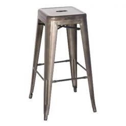 New Pacific Direct 938626-GM Metropolis Metal Backless Counter Stool; Gunmetal - Set of 4