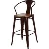New Pacific Direct 938541-B Metropolis Metal Counter Stool Wood Seat; Black - Set of 4