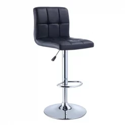 Powell 212-851 Black Quilted Faux Leather & Chrome Adjustable Height Bar Stool
