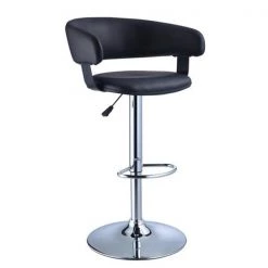 Powell 212-915 Black Faux Leather Barrel Chrome Adjustable Height Bar Stool