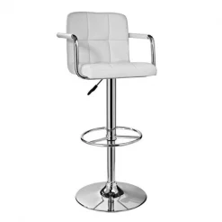 Powell 274-915 Quilted Bar Stool; White & Chrome