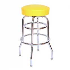 Richardson Seating Corp 1952YEL 1952- 30 in. Floridian Swivel Bar Stool; Yellow - Chrome