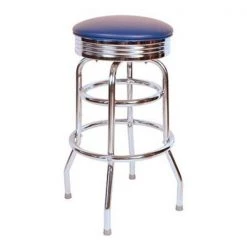 Richardson Seating Corp 1971BLU 1971- 30 in. Floridian Swivel Bar Stool; Blue - Chrome