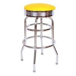 Richardson Seating Corp 1971YEL 1971- 30 in. Floridian Swivel Bar Stool; Yellow - Chrome