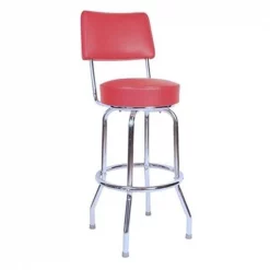 Richardson Seating Corp 1957RED 1957- 30 in. Floridian Swivel Bar Stool; Red; - chrome