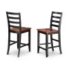 East West Furniture FAS-BLK-W Set Of 2 Fairwinds Stool Microfiber Upholstered Seat With Lader Back In Black & Cherry