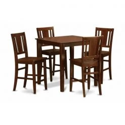 East West Furniture VNBU5-MAH-W 5 Piece Counter Height Dining Set-Counter Height Table and 4 Kitchen Chairs