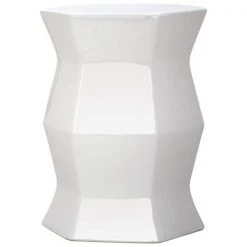 Safavieh ACS4542A Modern Hexagon Garden Stool; White - 18 x 13 x 13 in.