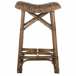 Safavieh SEA7011A Ramiro Stool; Natural Brown - 27.6 x 14.3 x 18.1 in.