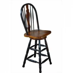 Sunset Trading 24" Keyhole Barstool in Antique Black with Cherry Accents