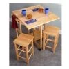 Winsome 89330 Space Saver Drop Leaf Table with Two Stools-Natural