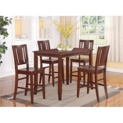Wooden Imports Furniture Llc Wooden Imports Furniture BU5-MAH-W 5 PC Buckland Counter Height Table 30 in. x 48 in. & 4 Stools with Wood seat in Mahogany Finish