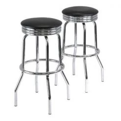 Winsome Trading WinsomeTrading 93028 Summit Set of 2 Swivel Bar Stools - Black - Metal