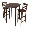 Winsome Trading WinsomeTrading 94359 Parkland 3pc High Table with 29 in. Ladder Back Stool - Antique Walnut -Kitchen & Dining Furniture Sales Store Unbeatablesale20Inc win228xx650xxcc42e7