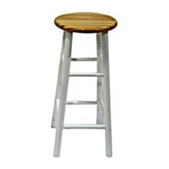 Winsome 53780 Natural & White Beechwood BAR STOOL 30 Inch ASSEM BEVEL SEAT 2 PACK