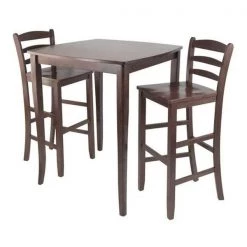 Winsome Trading 94379 3pc Inglewood High- Pub Dining Table with Ladder Back Stool