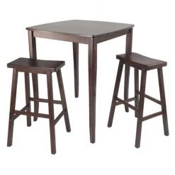 Winsome Trading 94380 3pc Inglewood High- Pub Dining Table with Saddle Stool