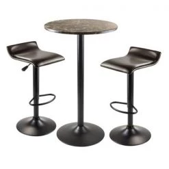 Winsome Trading 76383 Cora 3pc Round Pub Table with 2 Swivel Stools - Black