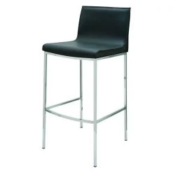 Nuevo Dark Grey Leather Colter Counter Stool