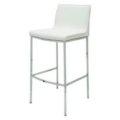 Nuevo White Leather Colter Counter Stool